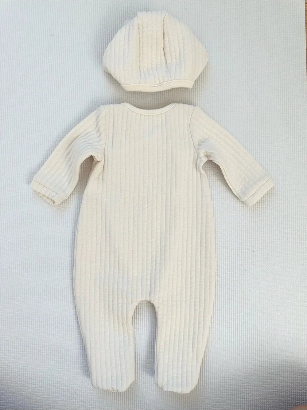 Quilted Baby One-Piece with Hat